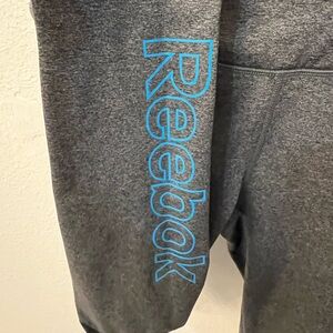 Women’s Reebok Gray workout leggings with Blue Logo